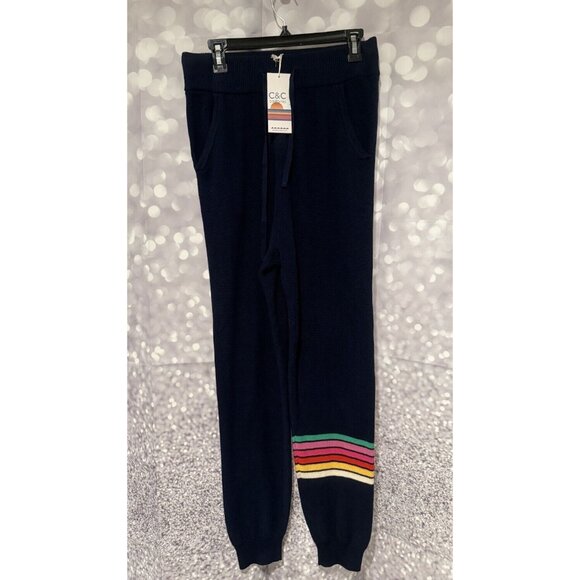 NWT C&C California Navy Color Way Knit Jogger Pants - Large - Picture 1 of 2
